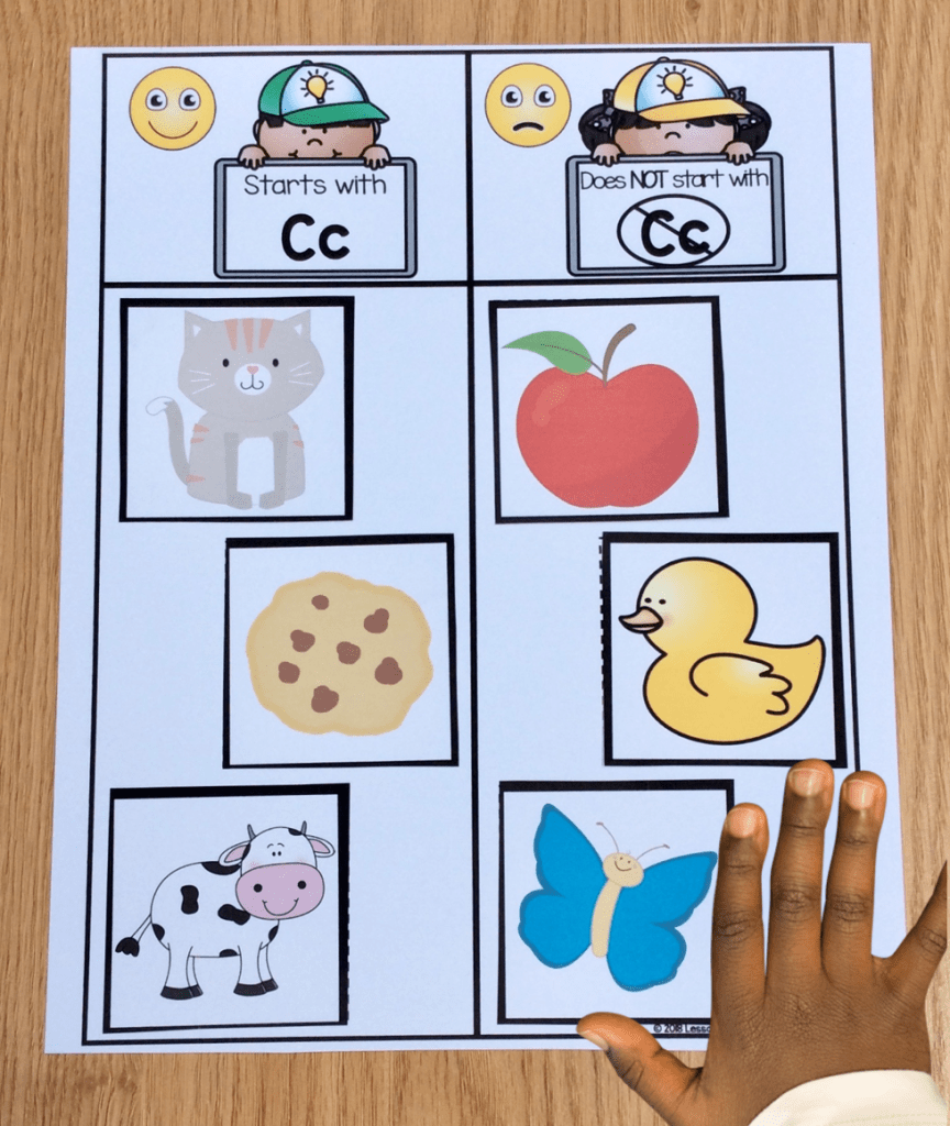 alphabet activities letter sounds sort