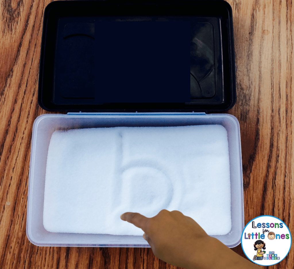alphabet activities tracing letters salt tray