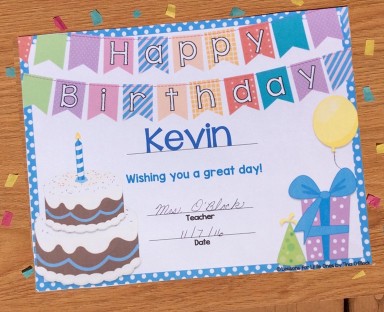 birthday certificate for student editable