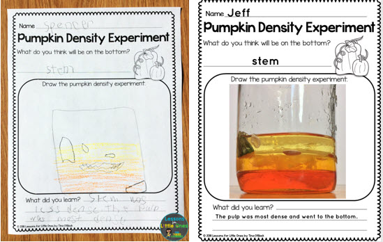 pumpkin density science experiment pages