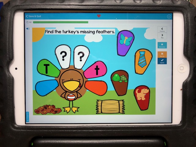 Thanksgiving letter sounds, beginning sounds practice