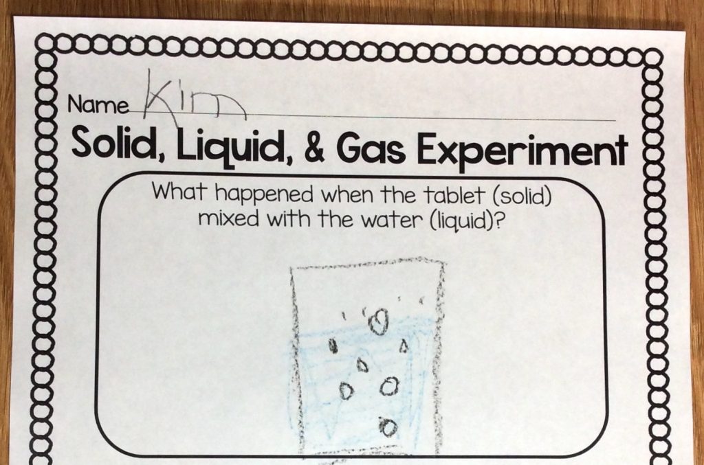 solid liquid gas science experiment free page