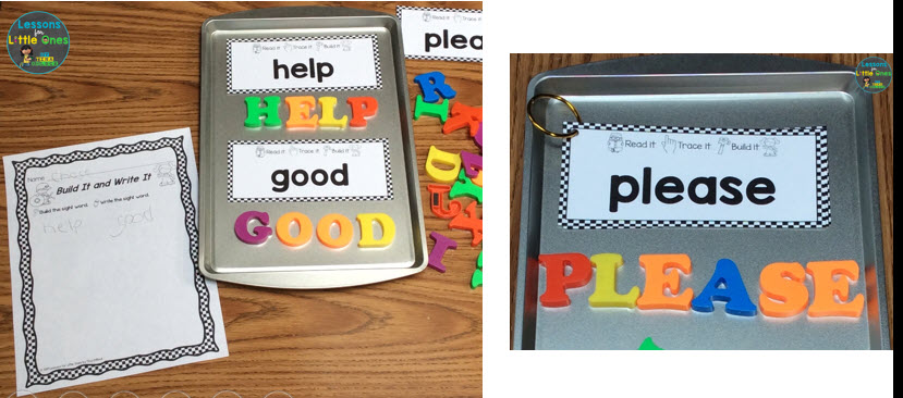 sight words practice magnetic letters center