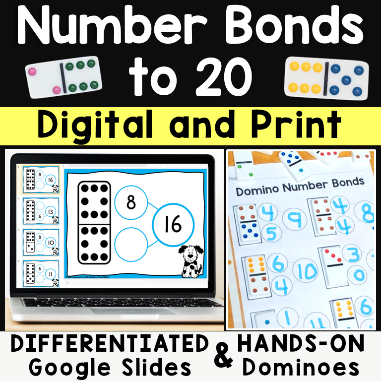 Number Bonds to 20 print and digital practice kindergarten first grade