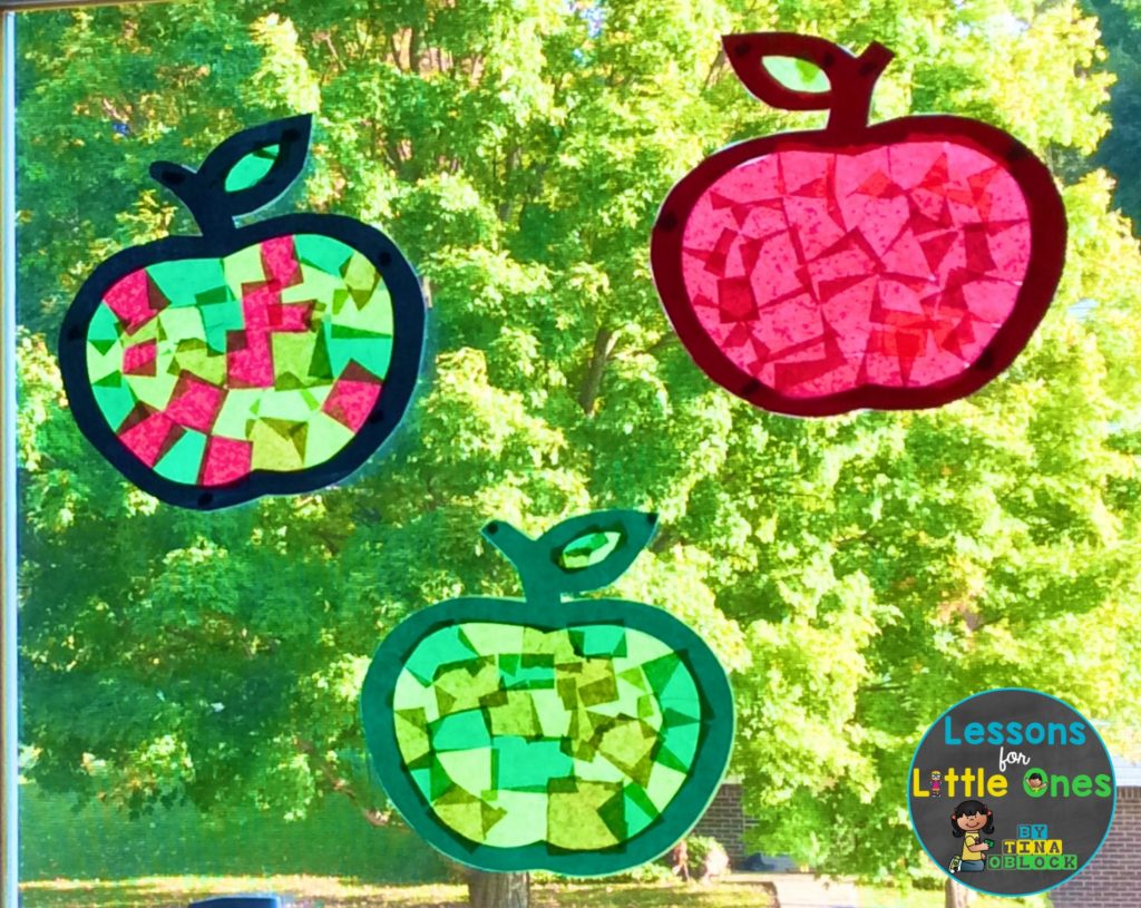 apple suncatchers craft on window