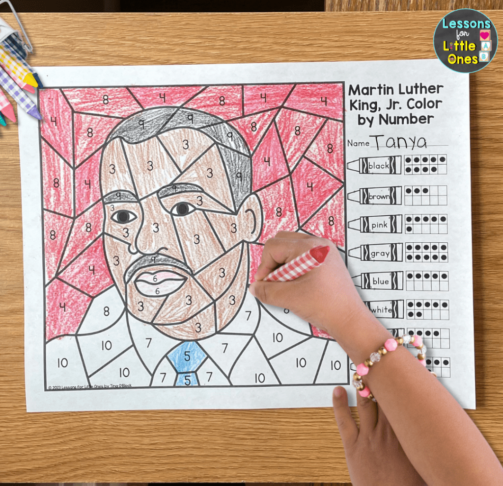 Martin Luther King Jr color by number page