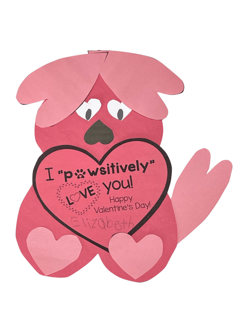 Valentines Day heart animal crafts for kids dog