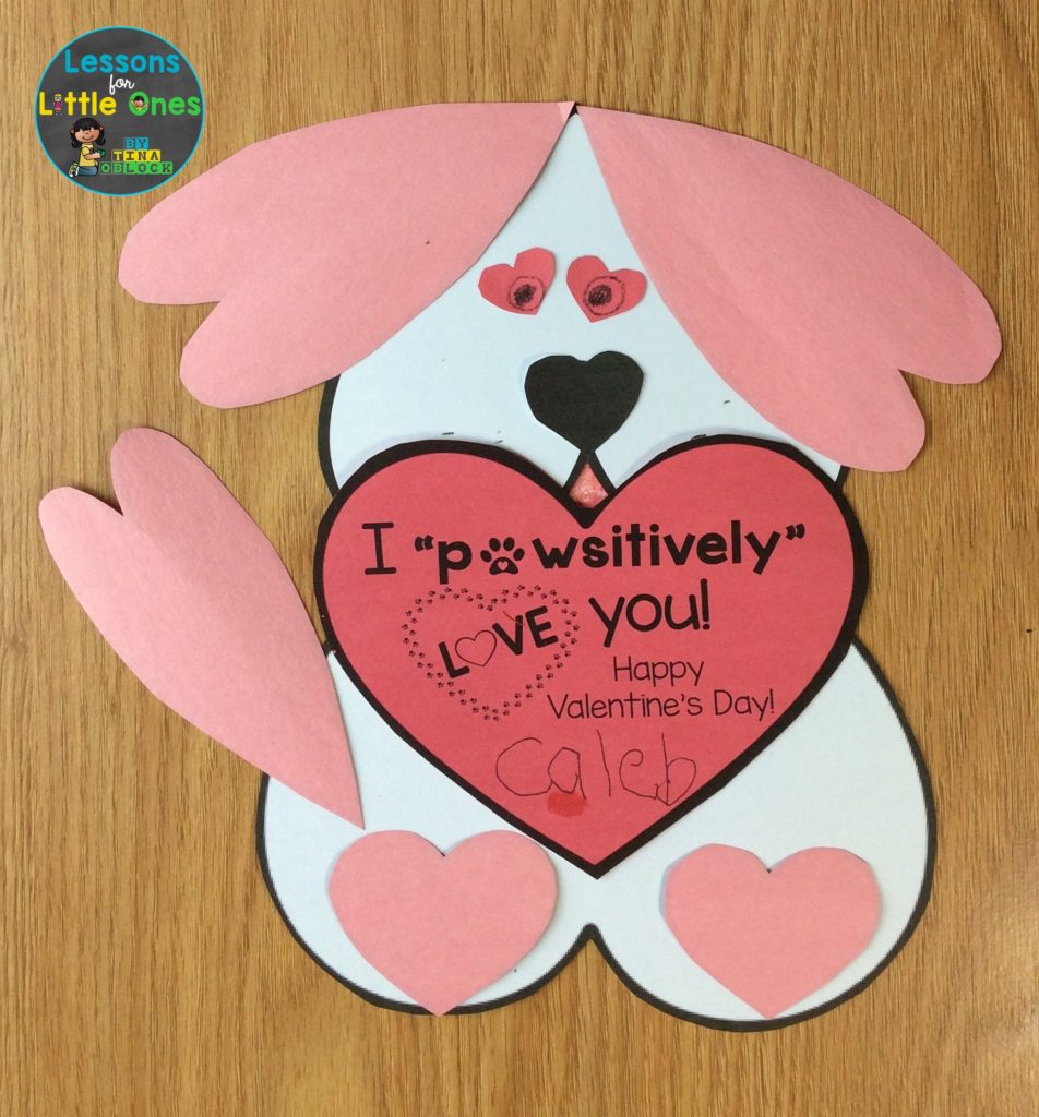 heart dog valentine card from student to parent