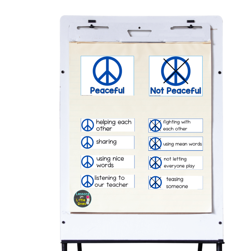 peaceful behaviors chart for Martin Luther King, Jr. Day