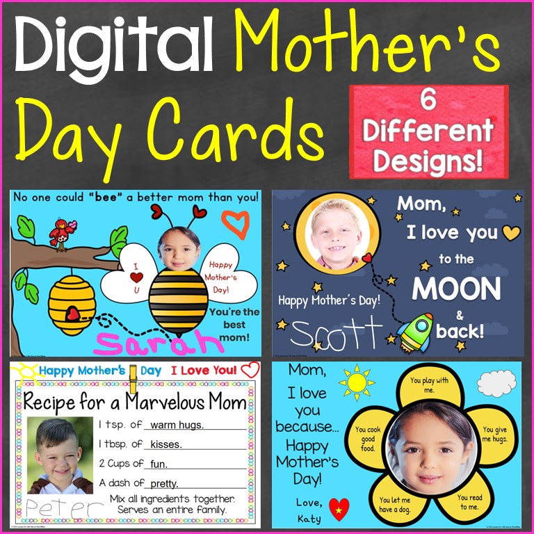 Mother's Day Cards, Digital Cards for Distance Learning