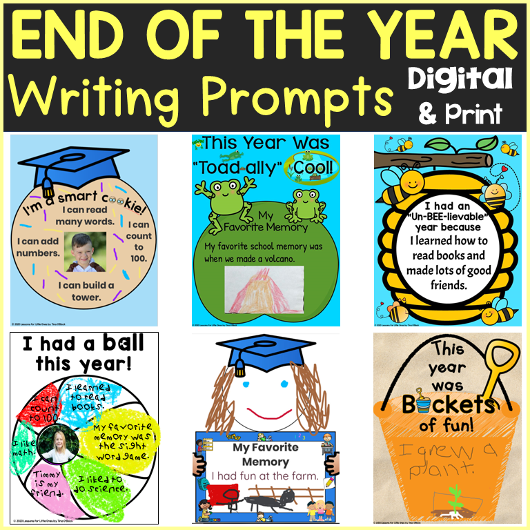 End of the Year Writing Prompts print and digital