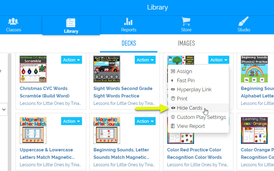 How to hide cards in Boom Card decks