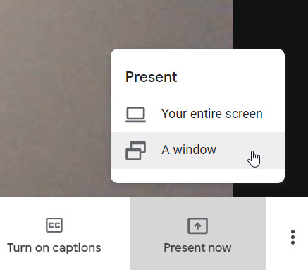 google meet share present screen for virtual classroom