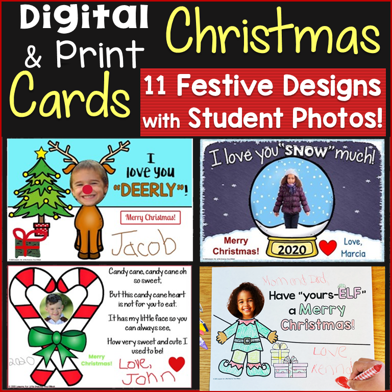Christmas Cards for Parents from Students Print and Digital