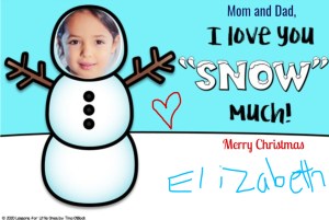 snowman digital Christmas card from students to parents