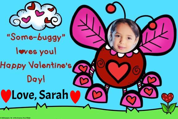 Love bug digital valentine card for Google Slides