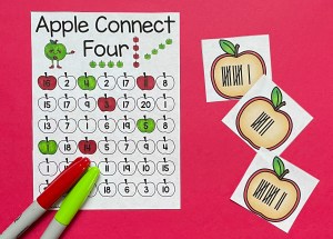 apple math game differentiated Connect 4