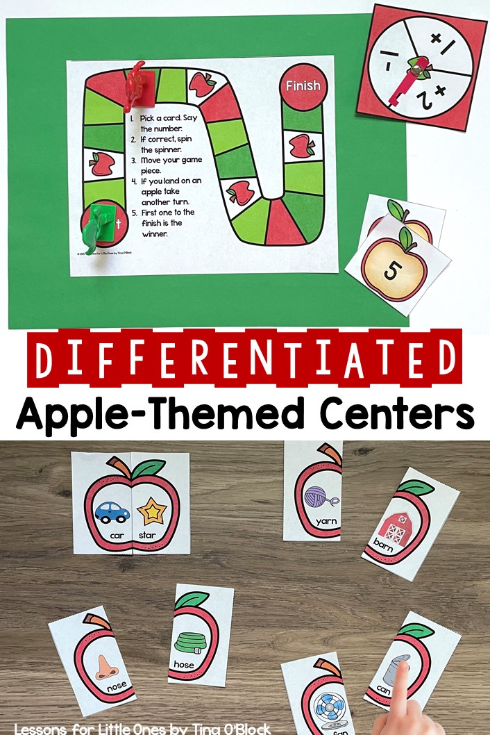 Differentiated Apple-Themed Math Literacy Science Centers