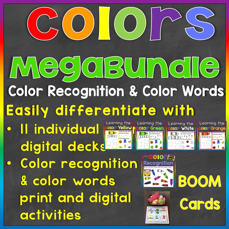 color recognition color words megabundle print and digital Boom Cards activities
