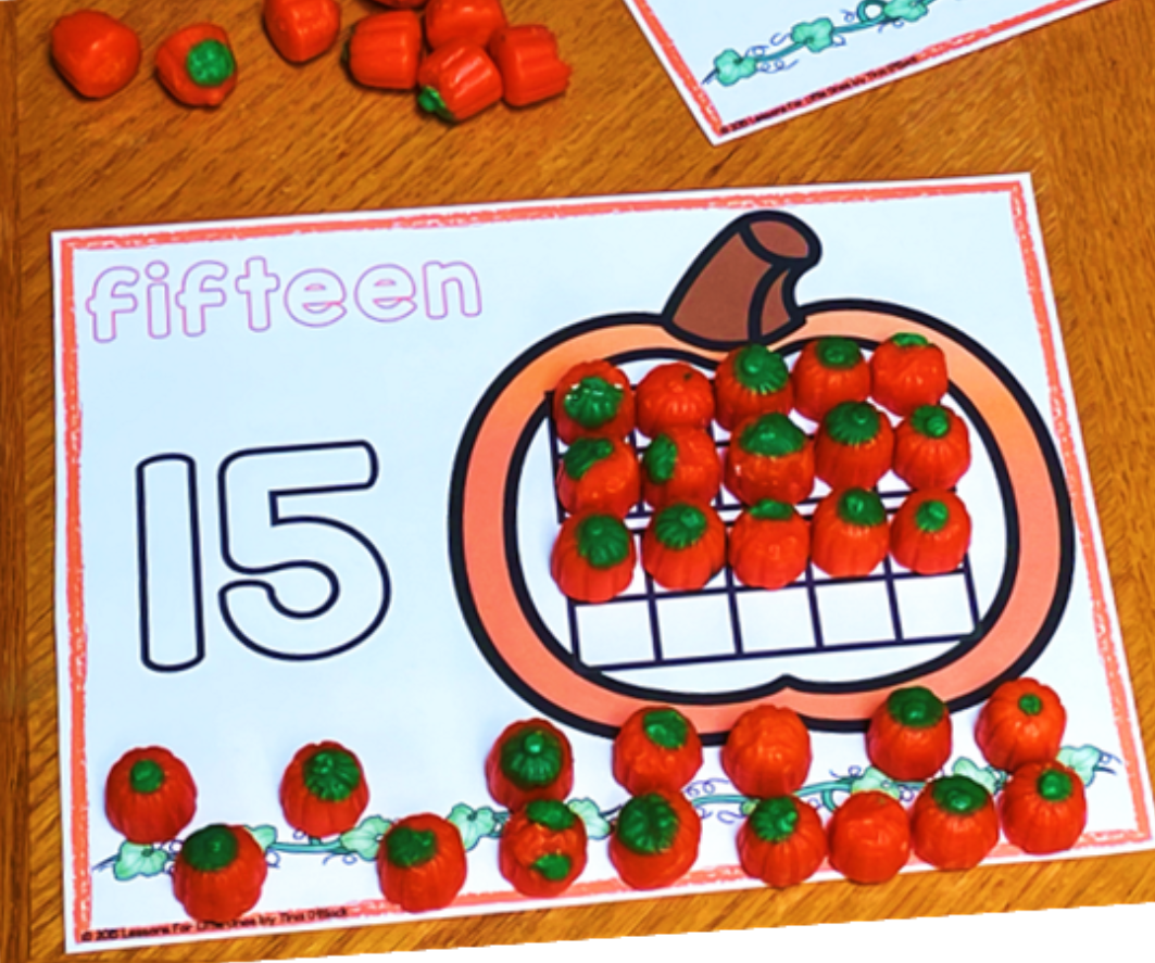 play dough mat numbers fall pumpkin