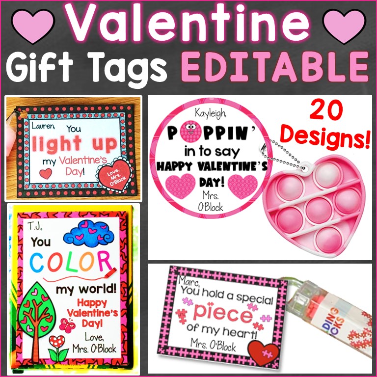 Valentines Day Gift Tags Editable