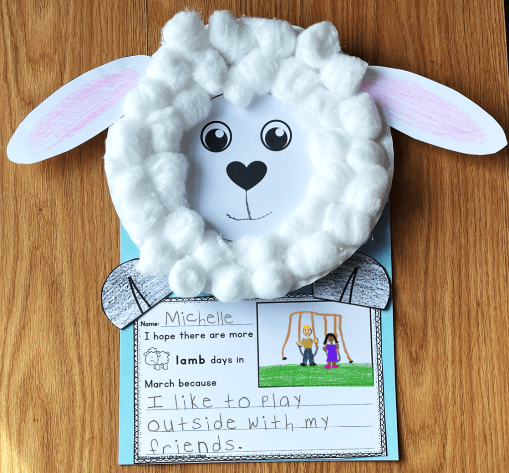 lamb March craft and writing activity