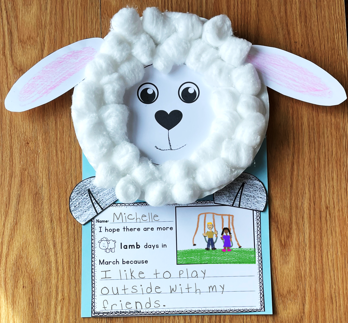 free lion and lamb March writing activity & craft