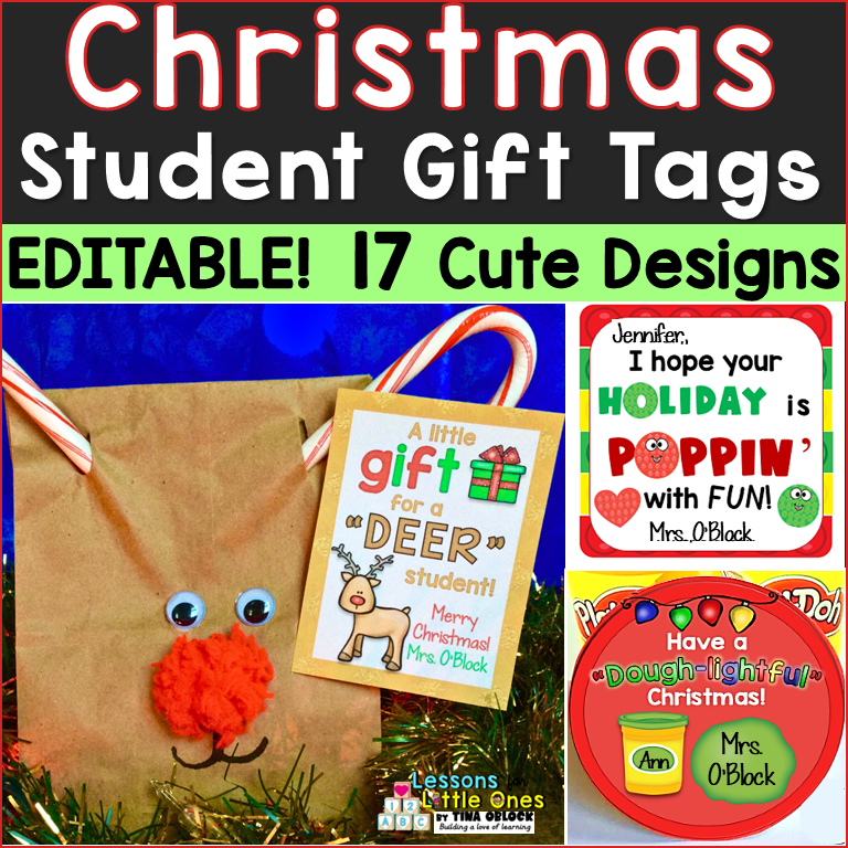 Christmas Gift Tags for Students from Teacher Editable
