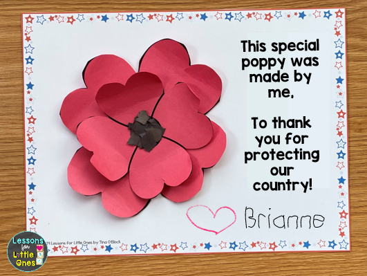 poppy flower craft and card for Veterans Day