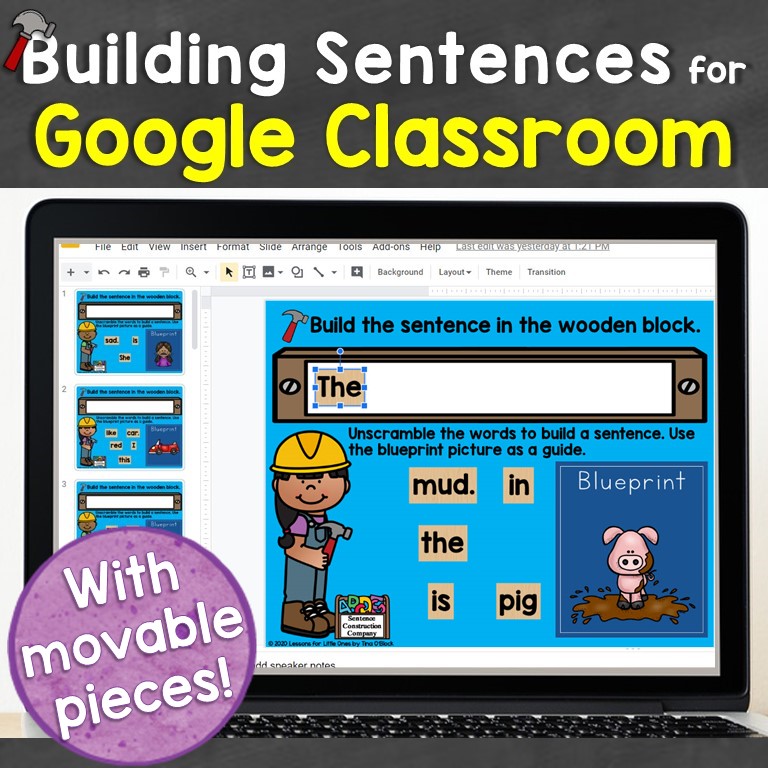Sentence Building for Google Classroom Digital