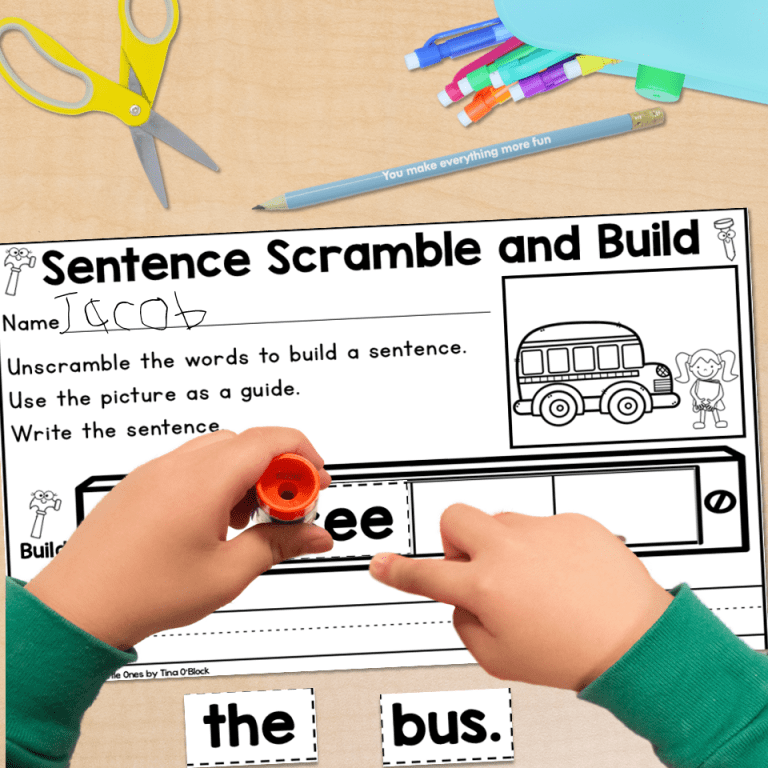 scrambled sentences with sight words CVC words