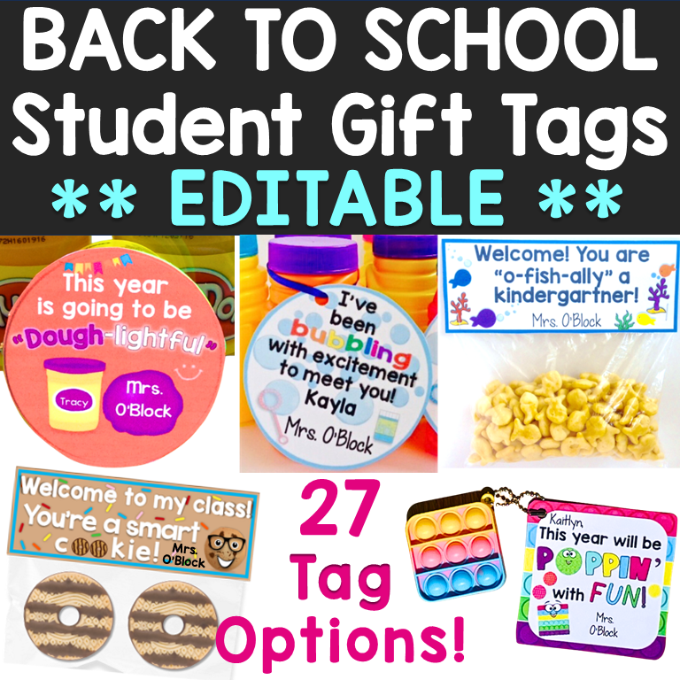 Back to School Gift Tags for Students Editable Open House, Meet the Teacher Gift Tags
