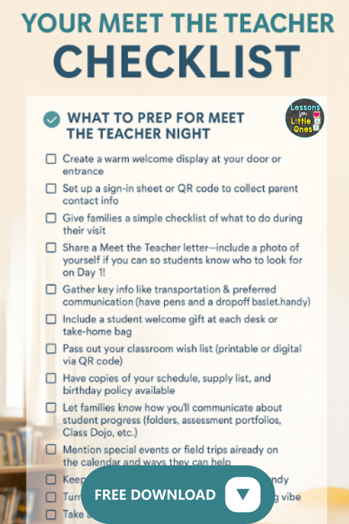 Free Meet the Teacher Checklist for Teachers