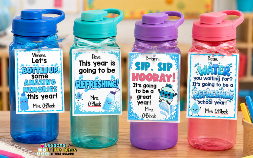 water bottle gift tags editable