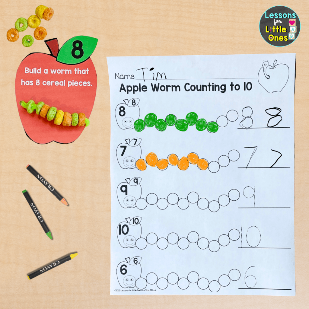 fall math center activity apple counting