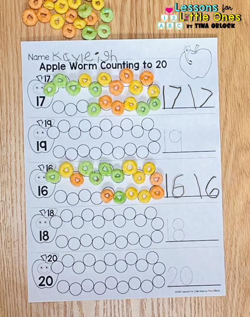 fall math center counting preschool kindergarten