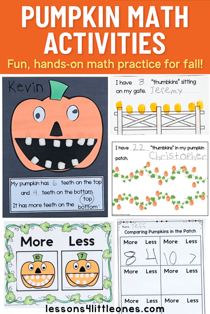 Pumpkin Math Crafts and Activities for Preschool, Kindergarten, First Grade