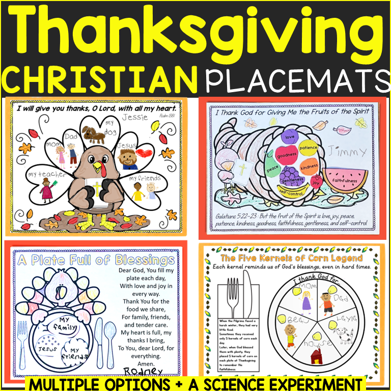 Thanksgiving Placemats Christian Theme