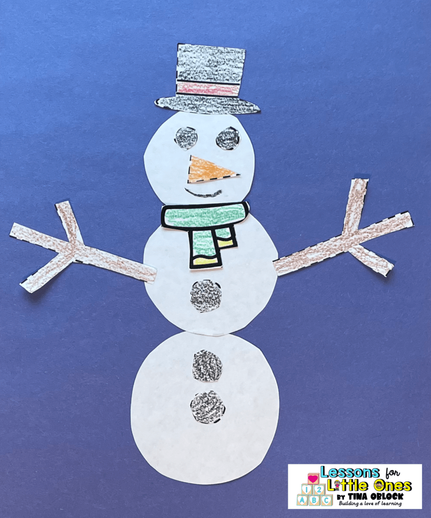 snowman winter craft cutting scissor skills practice