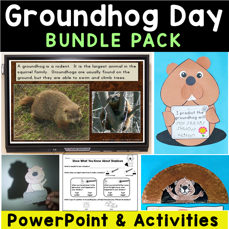 Groundhog Day Activities, Crafts, Science Bundle