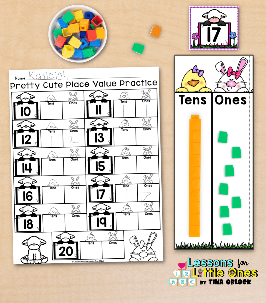 place value math center tens ones spring theme kindergarten