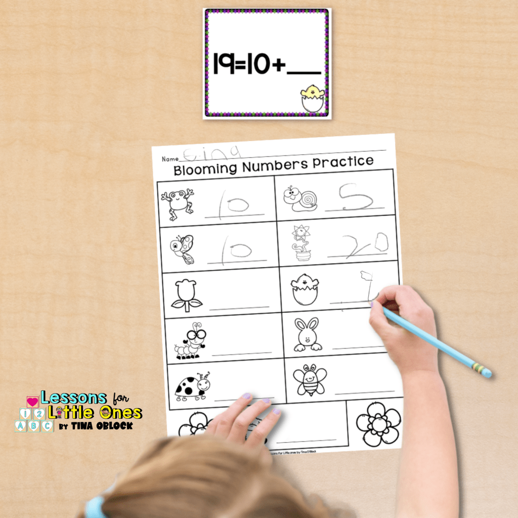 spring place value tens ones teen numbers activity kindergarten
