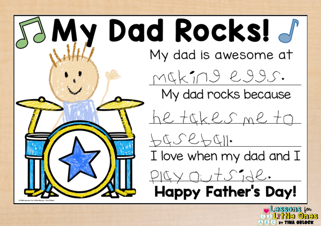 Father's Day Questionnaire preschool kindergarten first grade