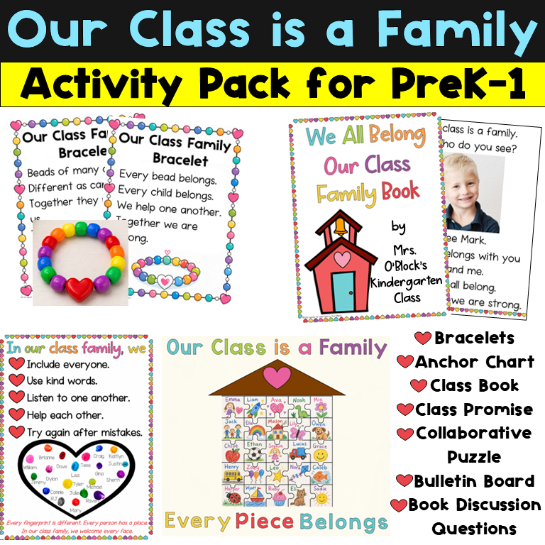 Our Class is a Family Activity Pack for Preschool Kindergarten First Grade