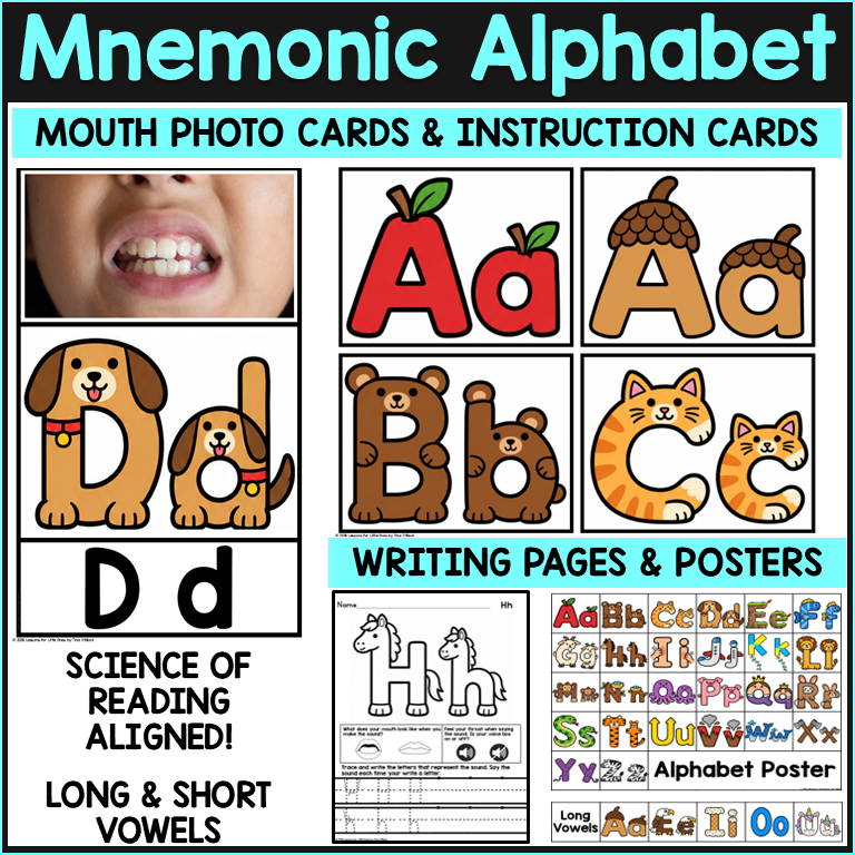 Mnemonic Alphabet Cards Poster Handwriting Pages Preschool Kindergarten