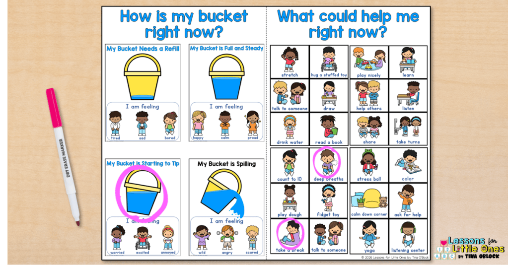 self regulation and coping skills check in page
