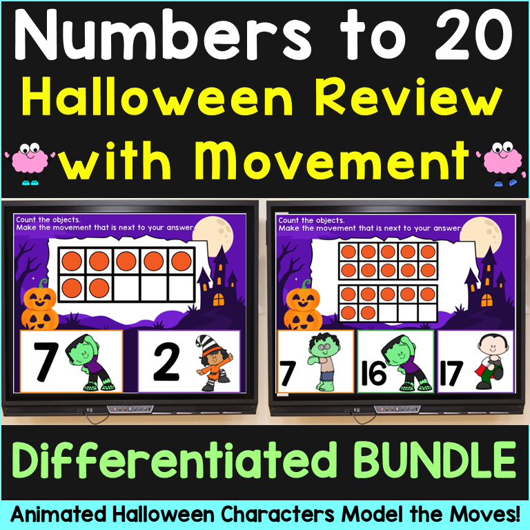 Halloween Brain Breaks Numbers to 20 Bundle