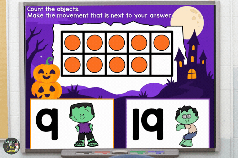 Halloween Math Activity with Brain Breaks Preschool Kindergarten